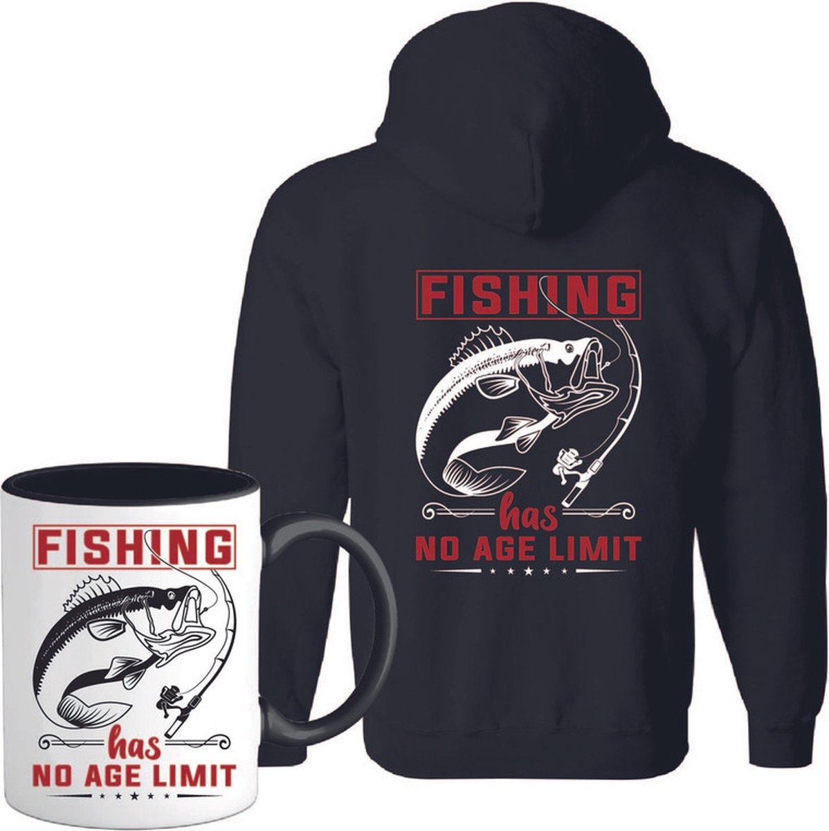 T-Shirtknaller Vest met koffiemok | Fishing Has No Age Limit  - Vis / Vissen / Vishengel Kleding | Heren / Dames Vest Cadeau | Kleur zwart | Maat L